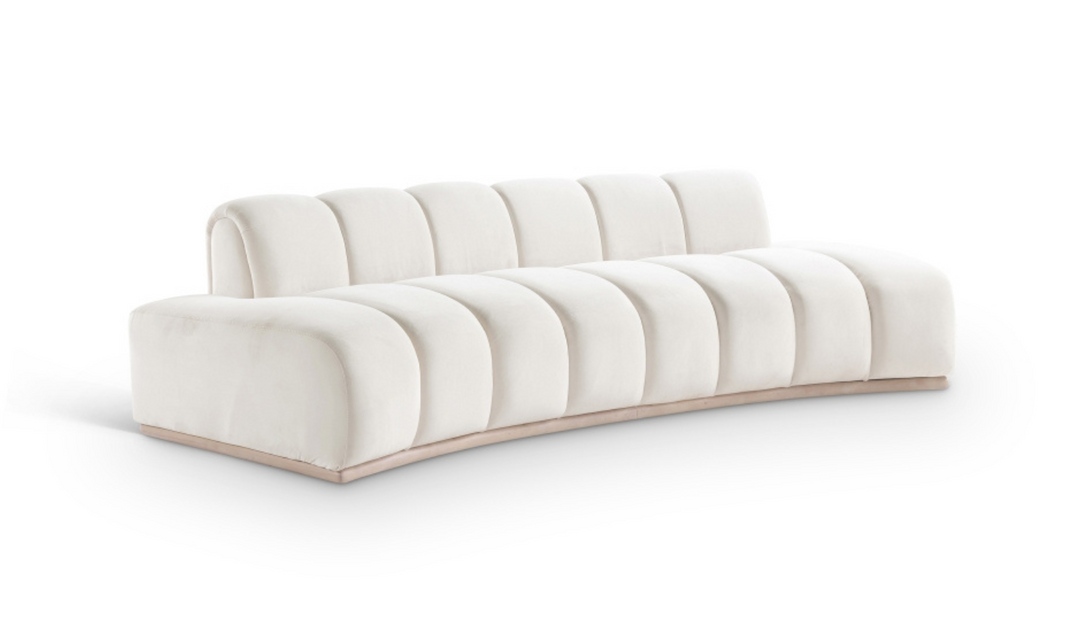 Meridian Furniture Jace 3-Seater Tufted Velvet Fabric Upholstered Sofa