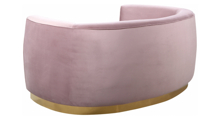 Meridian Furniture Julian Velvet Upholstered Loveseat Sofa with Two Base Types