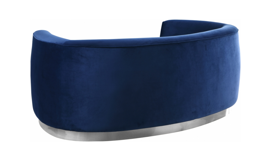 Meridian Furniture Julian Velvet Upholstered Loveseat Sofa with Two Base Types