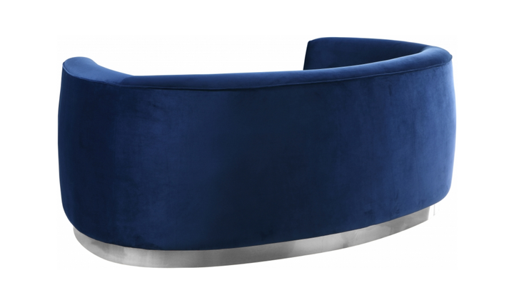 Meridian Furniture Julian Velvet Upholstered Loveseat Sofa with Two Base Types
