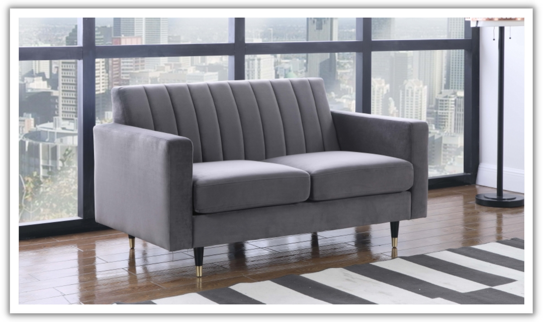 Meridian Furniture Lola 2-Seater Velvet Fabric Upholstered Loveseat-Jennifer Furniture