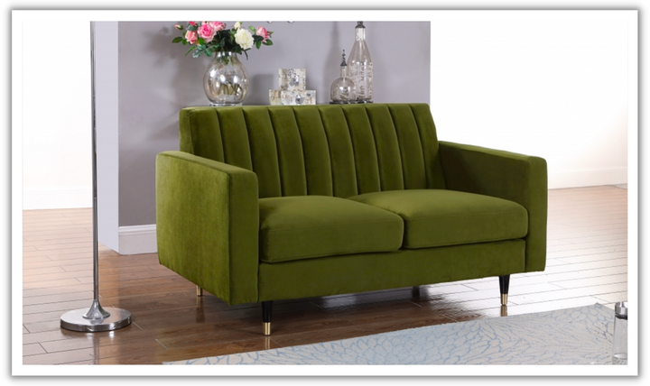 Meridian Furniture Lola 2-Seater Velvet Fabric Upholstered Loveseat-Jennifer Furniture