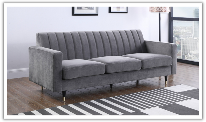 Meridian Furniture Lola 3-Seater Velvet Fabric Upholstered Sofa-Jennifer Furniture