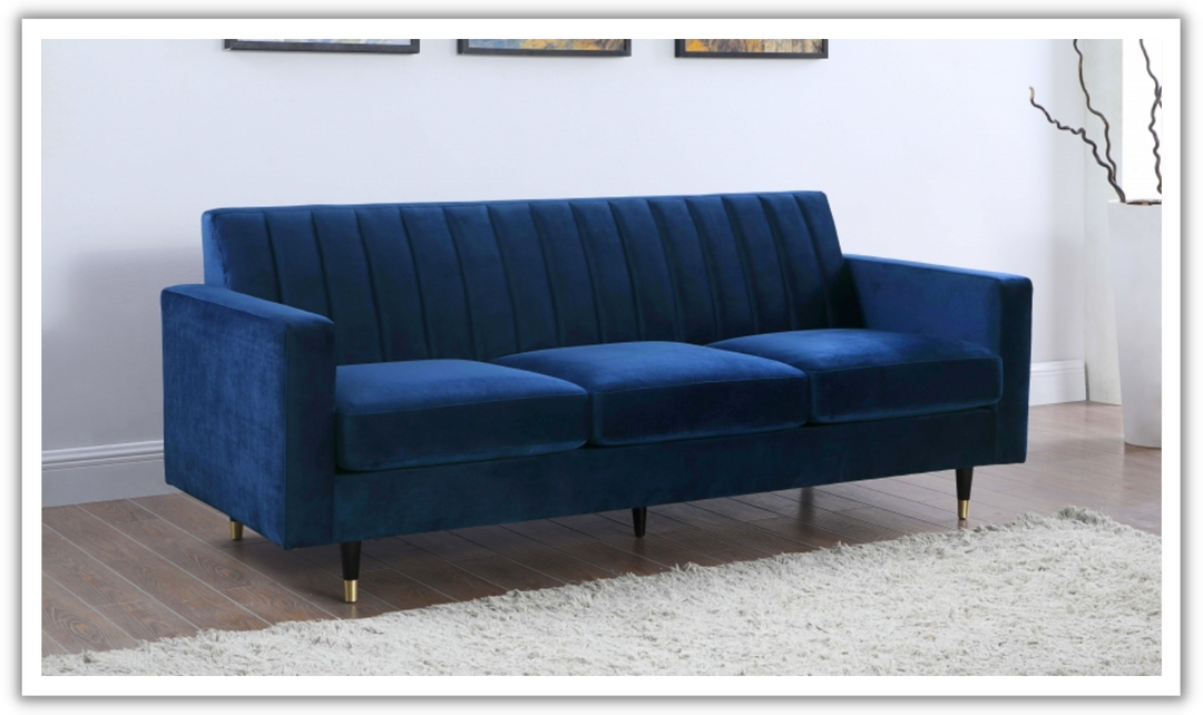 Meridian Furniture Lola 3-Seater Velvet Fabric Upholstered Sofa-Jennifer Furniture