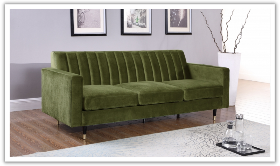 Meridian Furniture Lola 3-Seater Velvet Fabric Upholstered Sofa-Jennifer Furniture