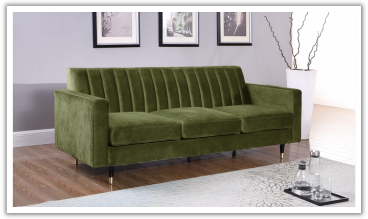 Meridian Furniture Lola 3-Seater Velvet Fabric Upholstered Sofa-Jennifer Furniture