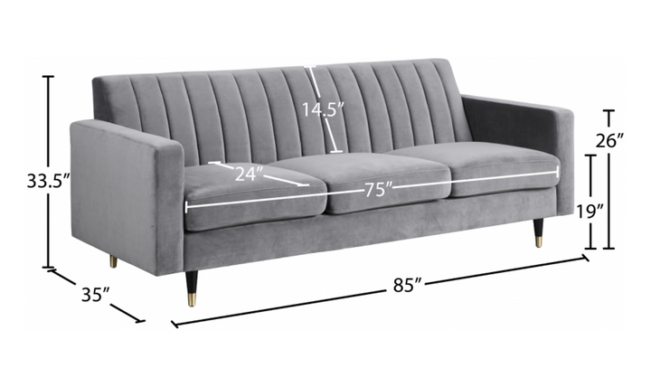 Meridian Furniture Lola 3-Seater Velvet Fabric Upholstered Sofa-Jennifer Furniture