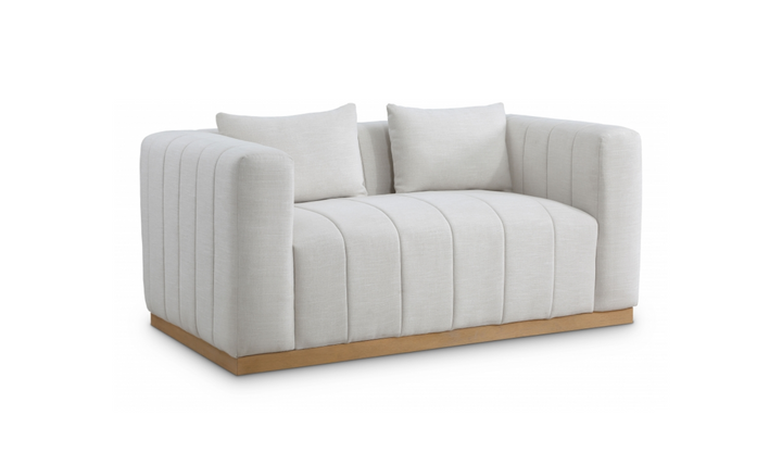 Meridian  Furniture Lucia Linen Textured Fabric Upholstered Loveseat Sofa-Jennifer Furniture