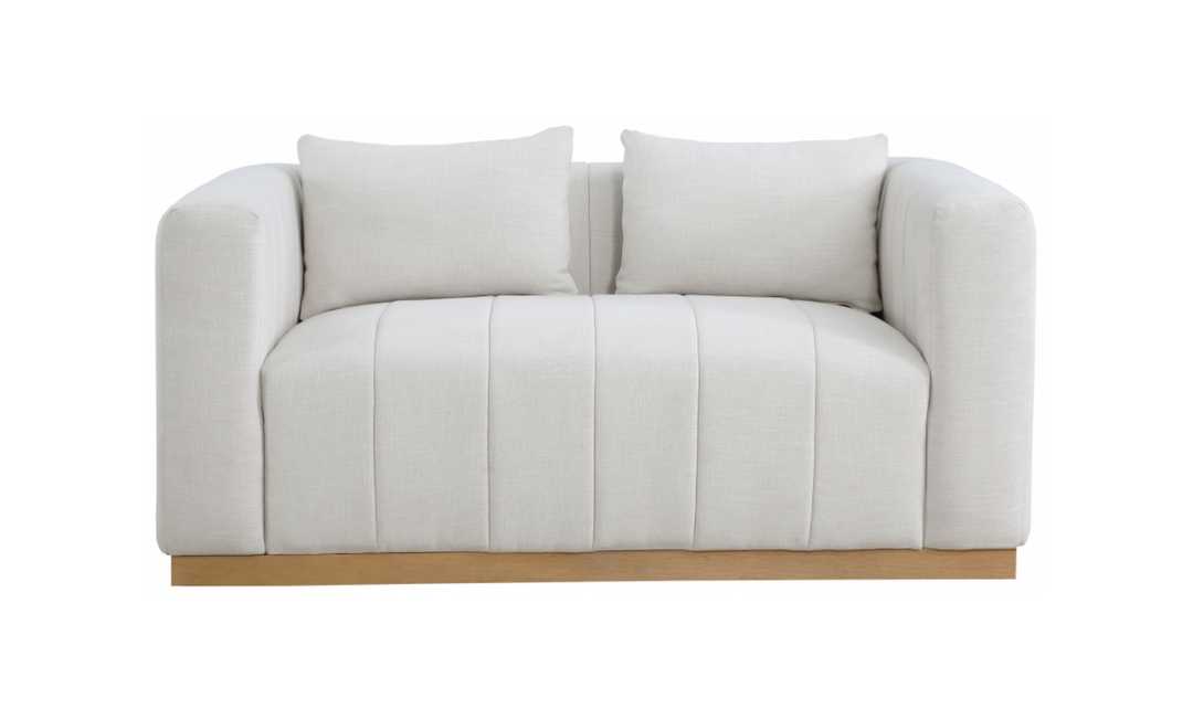 Meridian  Furniture Lucia Linen Textured Fabric Upholstered Loveseat Sofa