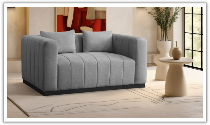 Meridian  Furniture Lucia Linen Textured Fabric Upholstered Loveseat Sofa