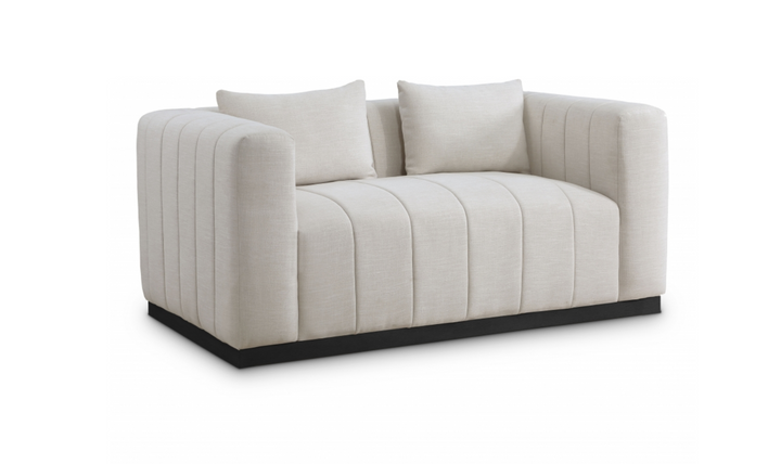 Meridian  Furniture Lucia Linen Textured Fabric Upholstered Loveseat Sofa-Jennifer Furniture