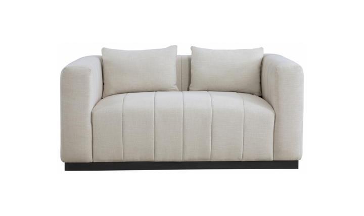 Meridian  Furniture Lucia Linen Textured Fabric Upholstered Loveseat Sofa-Jennifer Furniture
