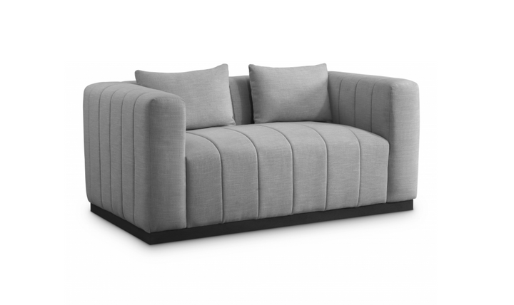 Meridian  Furniture Lucia Linen Textured Fabric Upholstered Loveseat Sofa-Jennifer Furniture