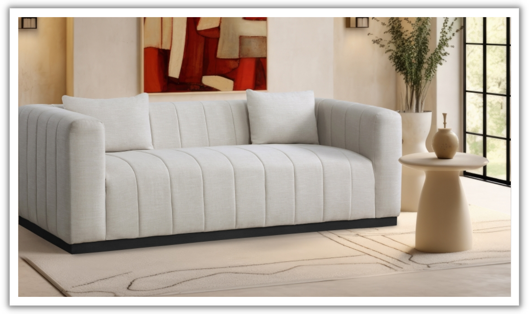 Meridian Furniture Lucia Linen Textured Fabric Upholstered Sofa-Jennifer Furniture