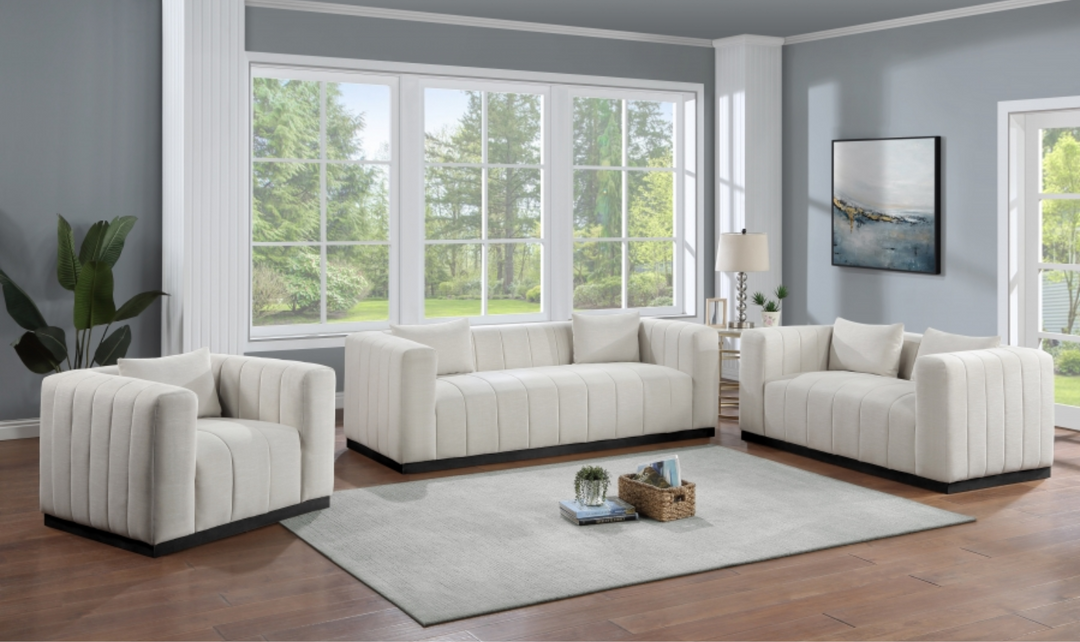 Meridian Furniture Lucia Linen Textured Fabric Upholstered Sofa-Jennifer Furniture