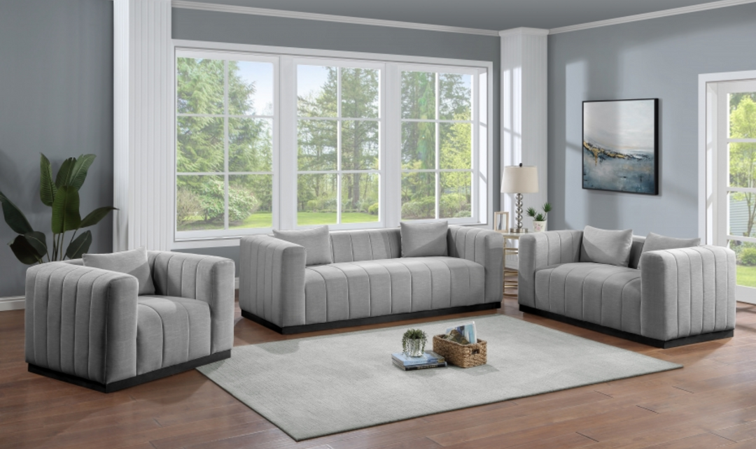 Meridian Furniture Lucia Linen Textured Fabric Upholstered Sofa-Jennifer Furniture