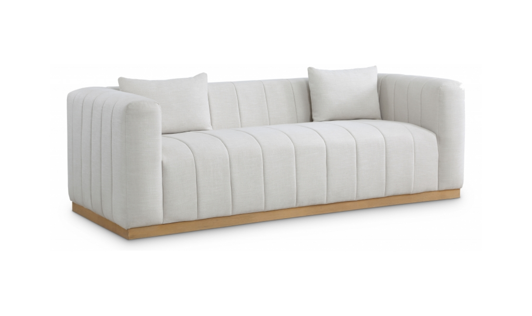 Meridian Furniture Lucia Linen Textured Fabric Upholstered Sofa-Jennifer Furniture