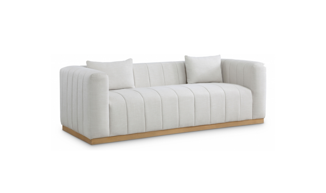 Meridian Furniture Lucia Linen Textured Fabric Upholstered Sofa-Jennifer Furniture