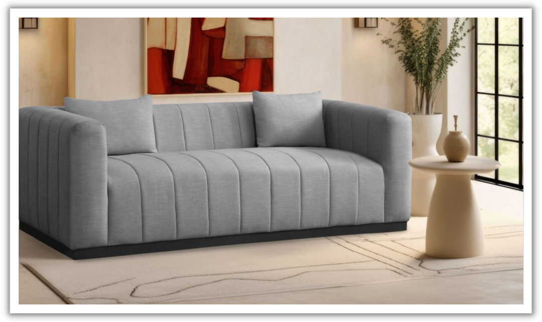 Meridian Furniture Lucia Linen Textured Fabric Upholstered Sofa-Jennifer Furniture