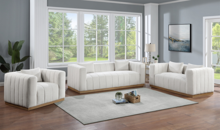 Meridian Furniture Lucia Linen Textured Fabric Upholstered Sofa-Jennifer Furniture