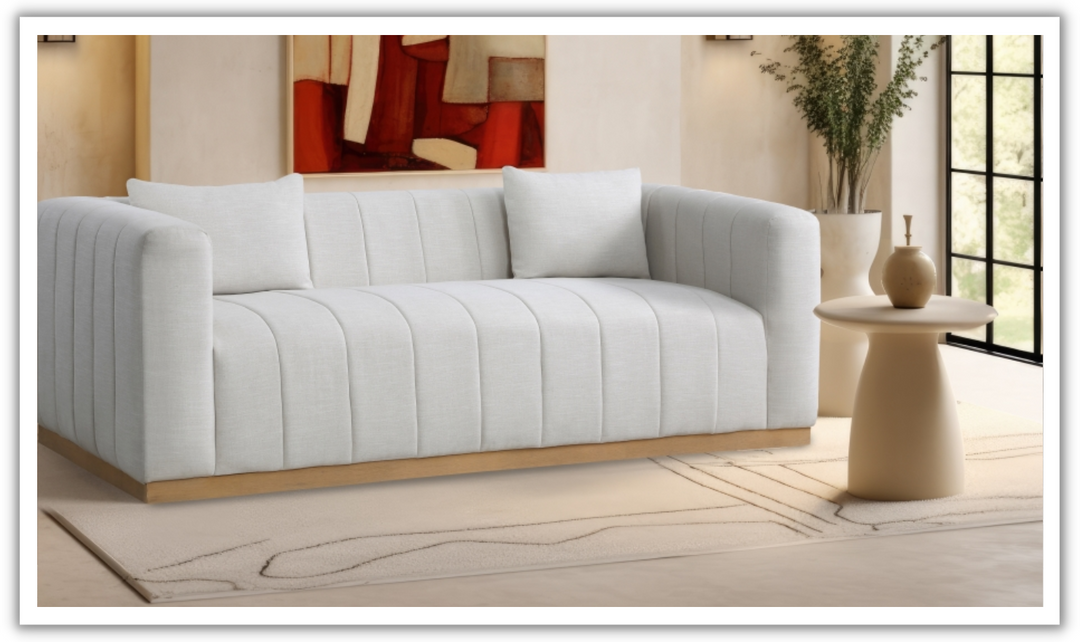 Meridian Furniture Lucia Linen Textured Fabric Upholstered Sofa-Jennifer Furniture