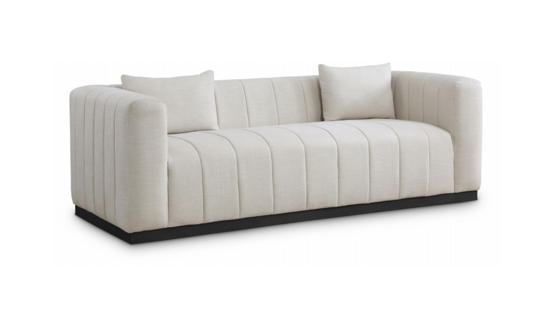 Meridian Furniture Lucia Linen Textured Fabric Upholstered Sofa-Jennifer Furniture