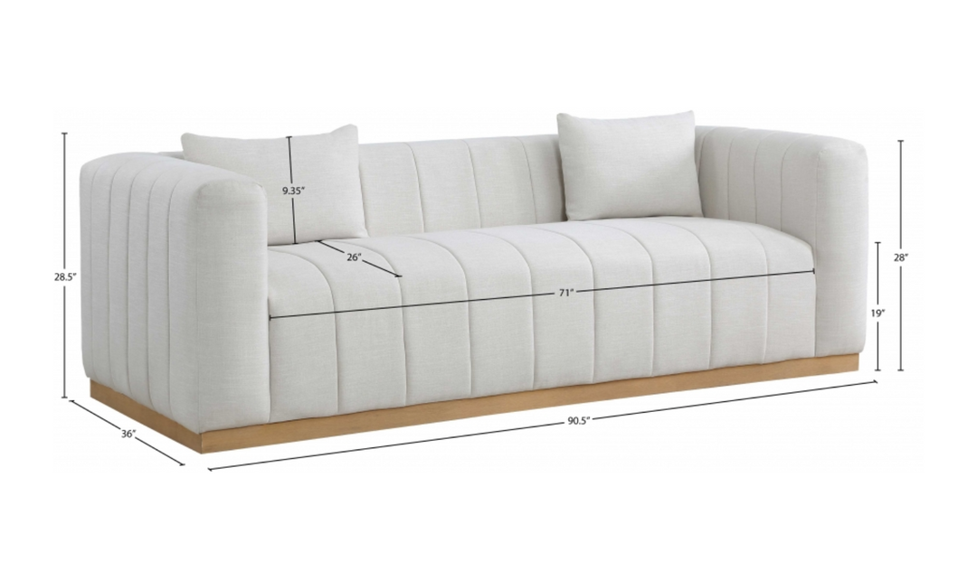 Meridian Furniture Lucia Linen Textured Fabric Upholstered Sofa-Jennifer Furniture