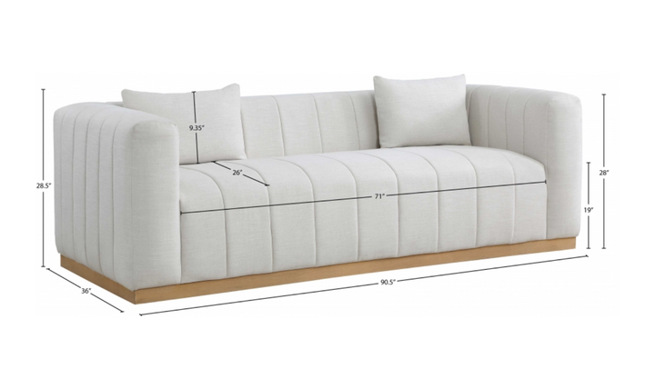 Meridian Furniture Lucia Linen Textured Fabric Upholstered Sofa-Jennifer Furniture