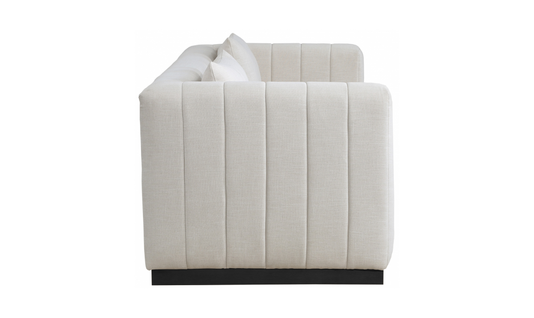 Meridian Furniture Lucia Linen Textured Fabric Upholstered Sofa