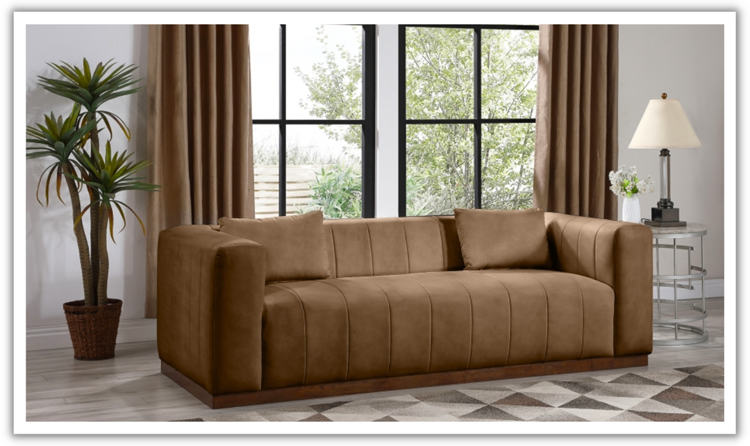Meridian Furniture Mallina 3-Seater Vegan Leather Upholstered Sofa-jennifer Furniture