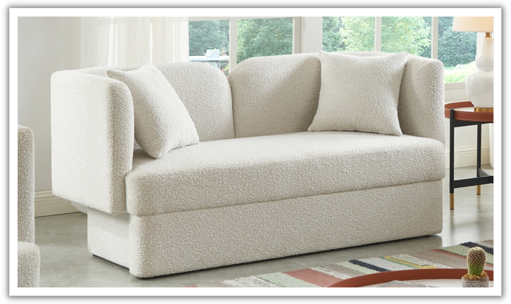 Meridian Furniture Marcel 2-Seater Boucle Fabric Upholstered Loveseat-Jennifer Furniture