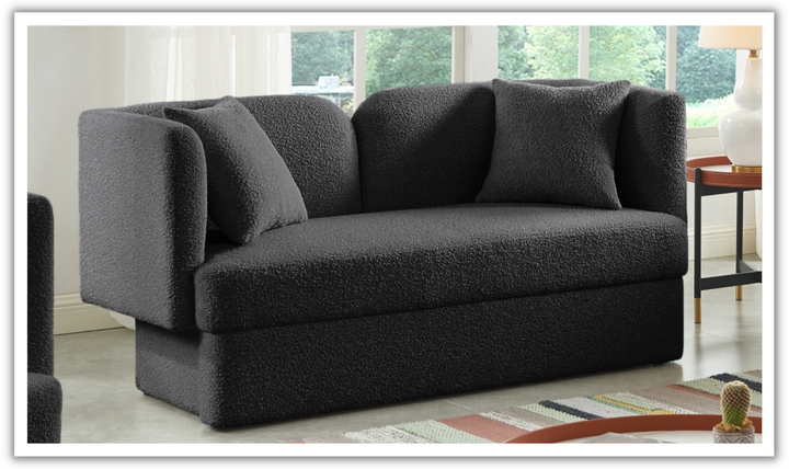 Meridian Furniture Marcel 2-Seater Boucle Fabric Upholstered Loveseat-Jennifer Furniture