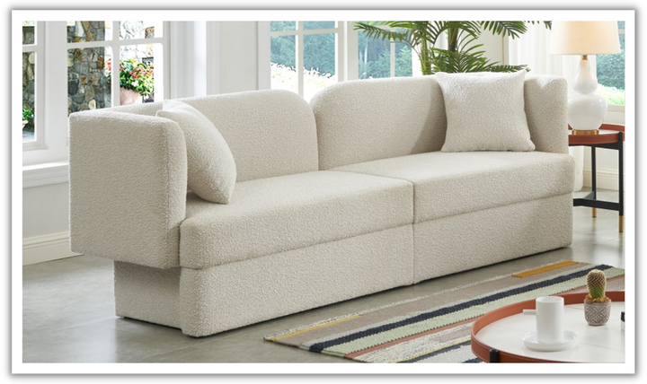 Meridian Furniture Marcel 3-Seater Boucle Fabric Upholstered Sofa-Jennifer Furniture