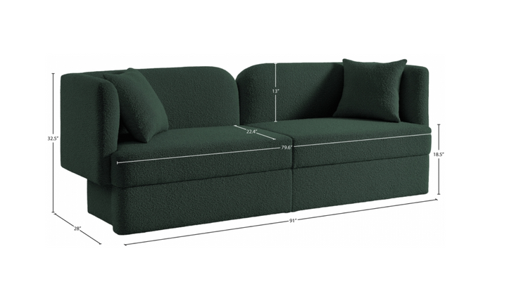 Meridian Furniture Marcel 3-Seater Boucle Fabric Upholstered Sofa