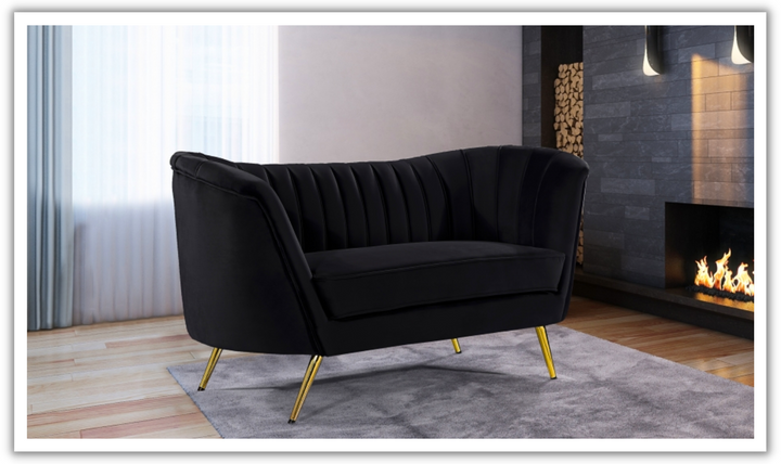 Meridian Furniture Margo 2-Seater Velvet Fabric Upholstered Loveseat-Jennifer Furniture