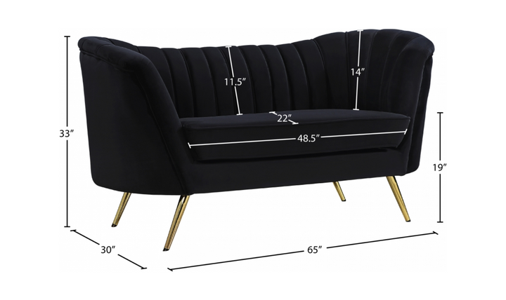 Meridian Furniture Margo 2-Seater Velvet Fabric Upholstered Loveseat-Jennifer Furniture