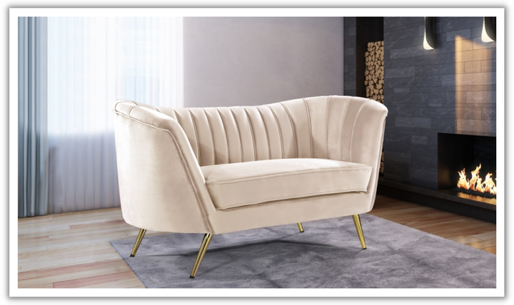 Meridian Furniture Margo 2-Seater Velvet Fabric Upholstered Loveseat-Jennifer Furniture
