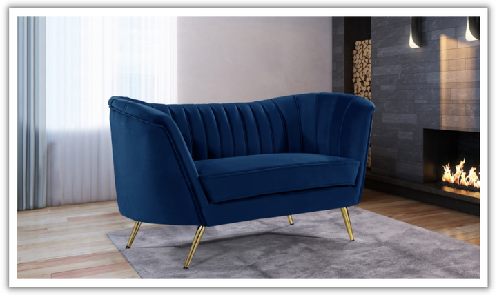 Meridian Furniture Margo 2-Seater Velvet Fabric Upholstered Loveseat-Jennifer Furniture