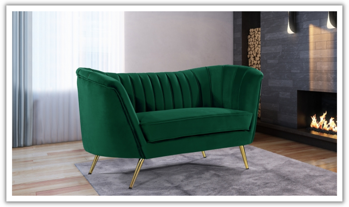Meridian Furniture Margo 2-Seater Velvet Fabric Upholstered Loveseat-Jennifer Furniture