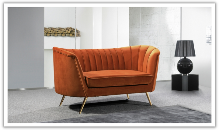 Meridian Furniture Margo 2-Seater Velvet Fabric Upholstered Loveseat-Jennifer Furniture