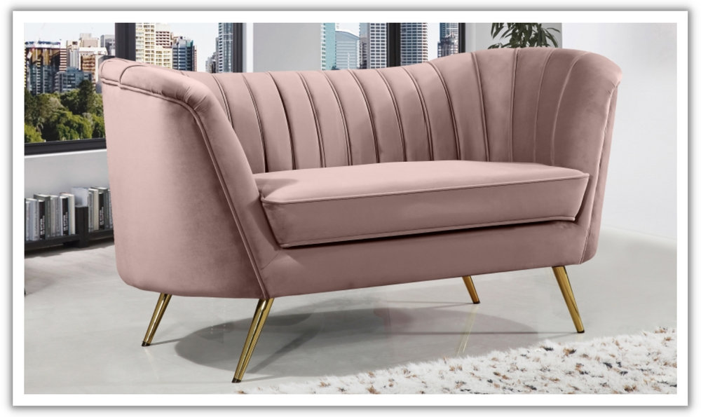 Meridian Furniture Margo 2-Seater Velvet Fabric Upholstered Loveseat-Jennifer Furniture