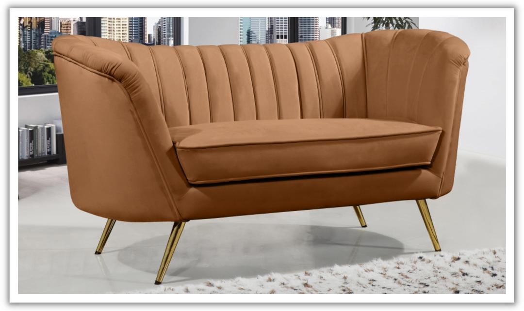 Meridian Furniture Margo 2-Seater Velvet Fabric Upholstered Loveseat-Jennifer Furniture