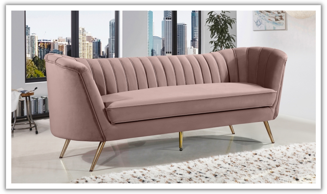 Meridian Furniture Margo 3-Seater Velvet Fabric Upholstered Sofa-Jennifer Furnituer