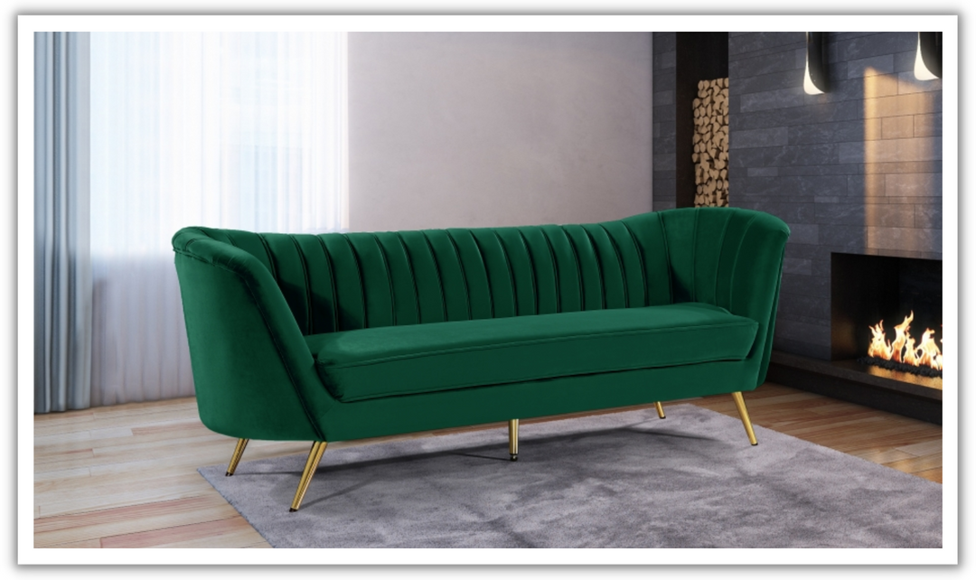Meridian Furniture Margo 3-Seater Velvet Fabric Upholstered Sofa-Jennifer Furnituer