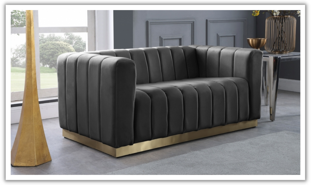 Meridian Furniture Marlon 2-Seater Velvet Tufted Loveseat