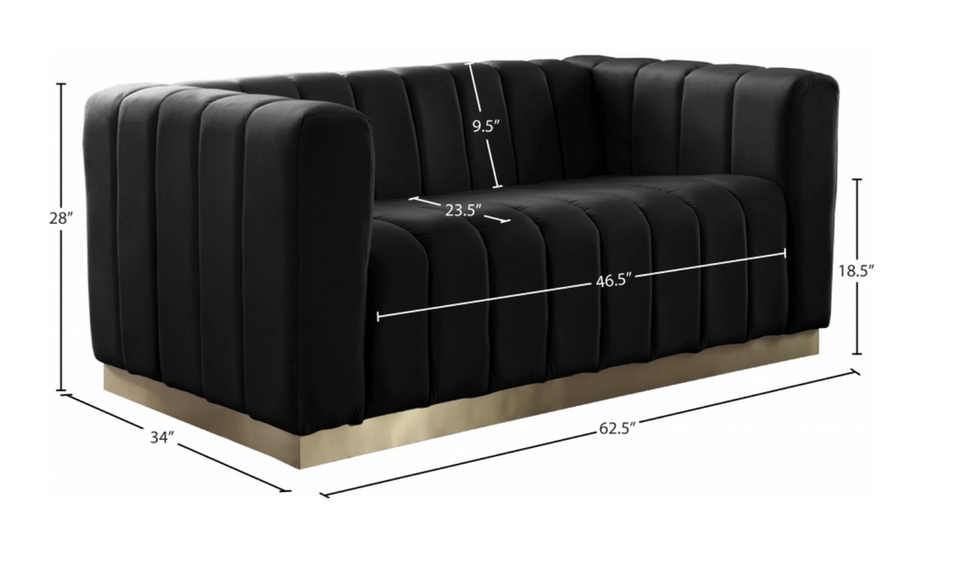 Meridian Furniture Marlon 2-Seater Velvet Tufted Loveseat