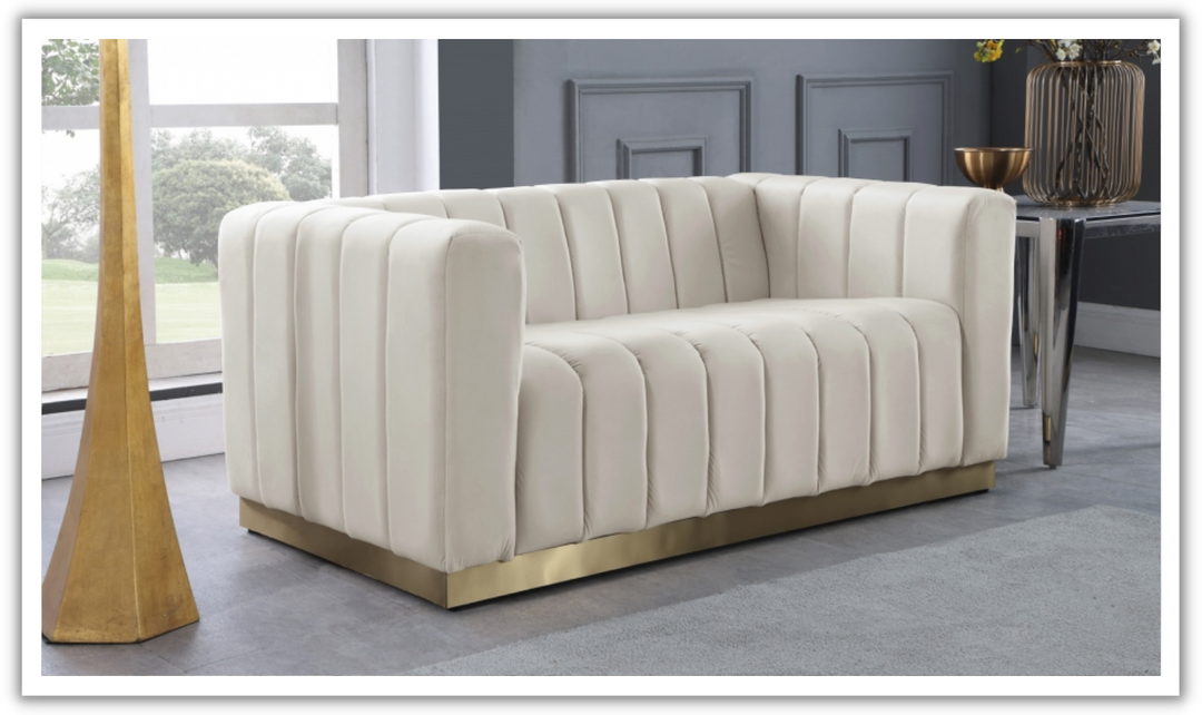 Meridian Furniture Marlon 2-Seater Velvet Tufted Loveseat