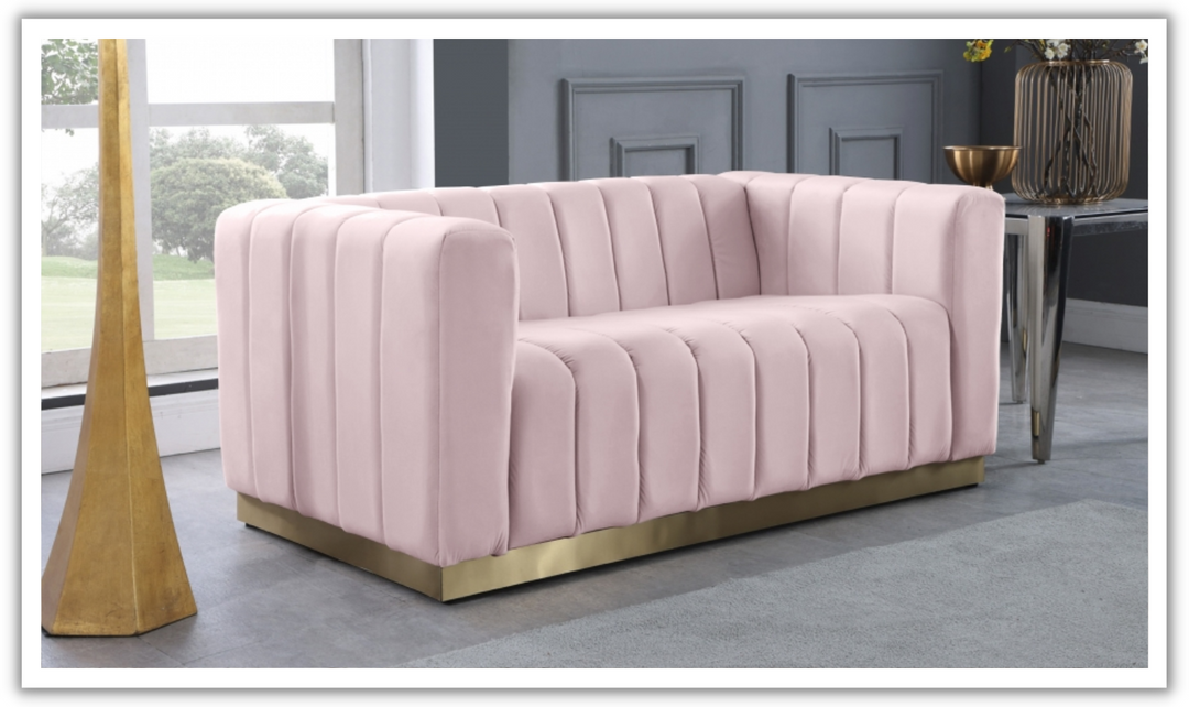 Meridian Furniture Marlon 2-Seater Velvet Tufted Loveseat