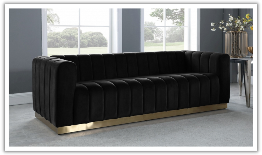 Meridian Furniture Marlon 3-Seater Velvet Upholstered Sofa-Jennifer Furniture
