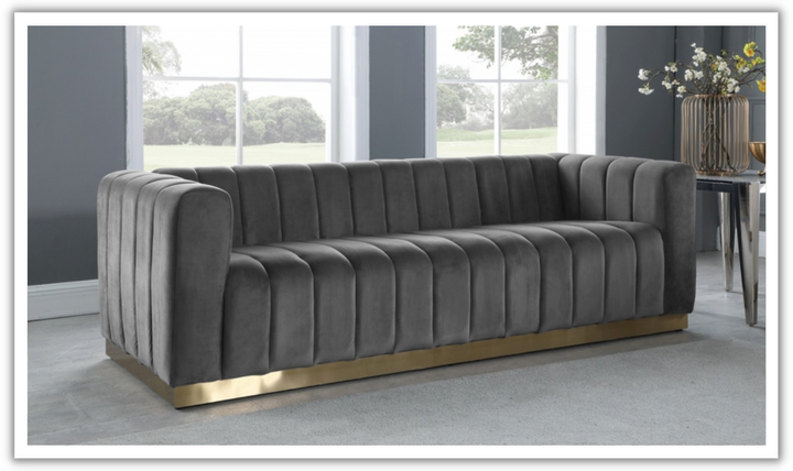 Meridian Furniture Marlon 3-Seater Velvet Upholstered Sofa-Jennifer Furniture